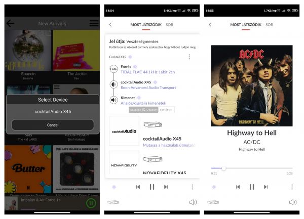Cocktail Audio X45 hálózati zenelejátszó App