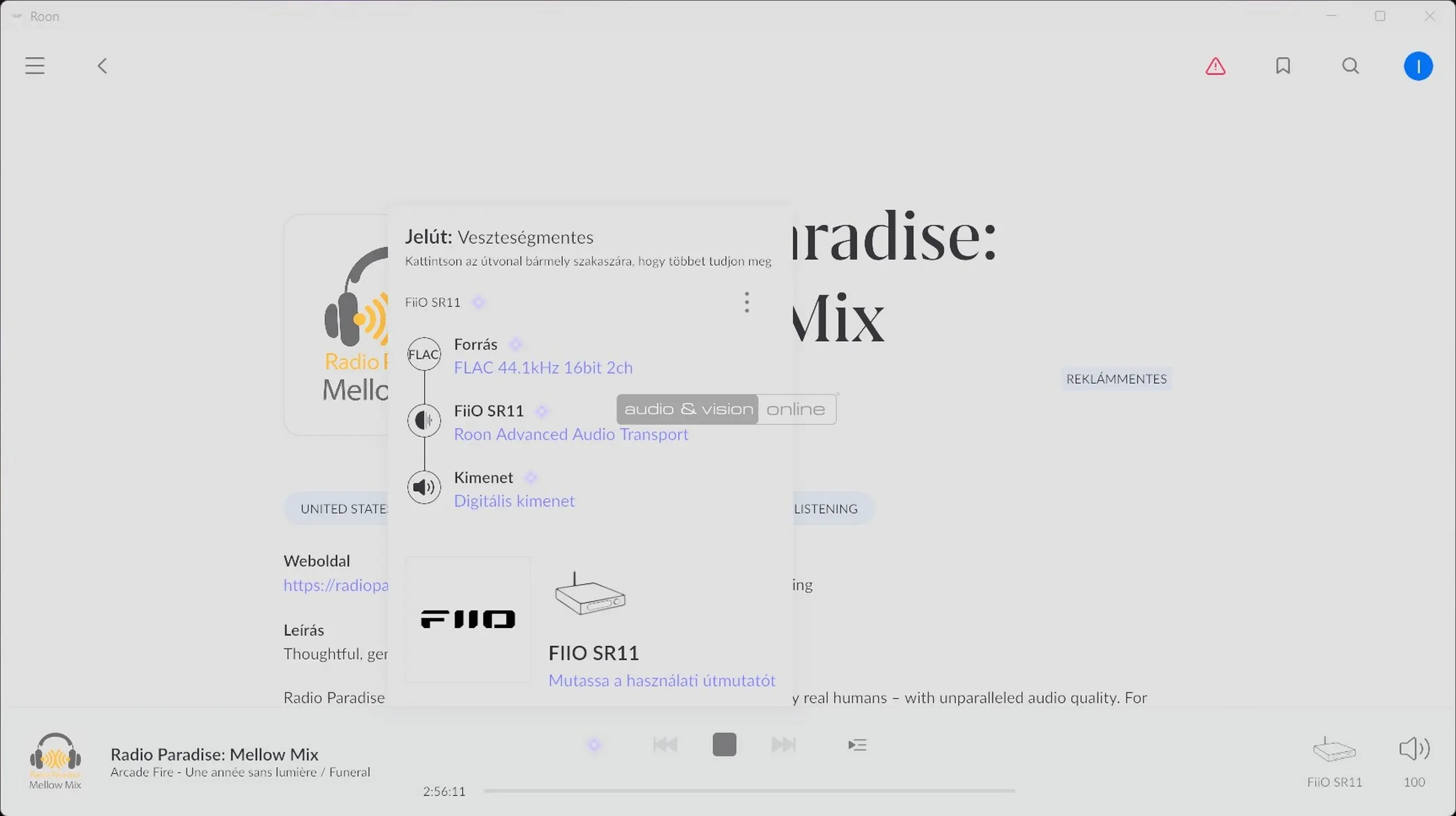 FiiO SR11 hálózati zenelejátszó Roon