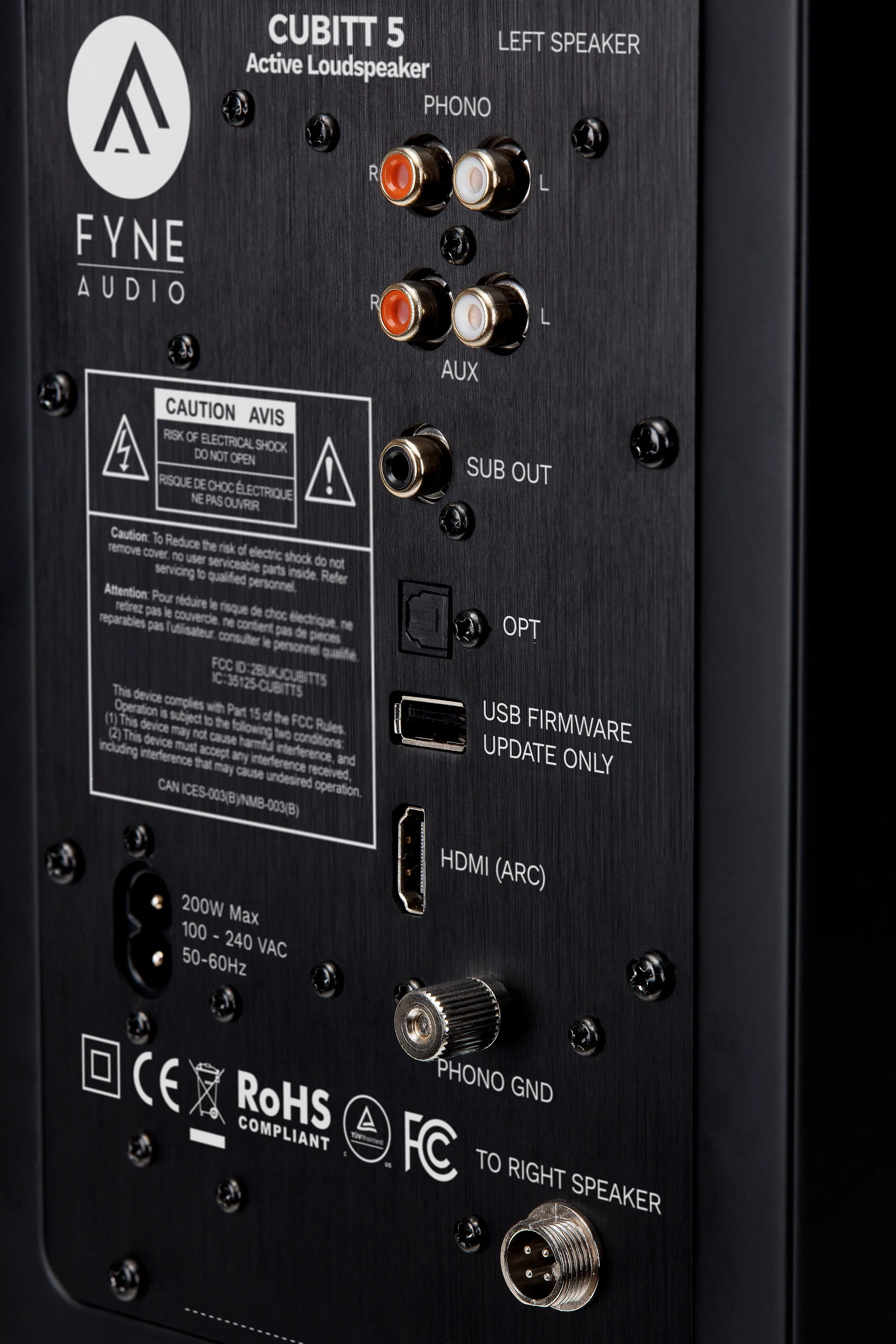 Fyne Audio Cubitt 5 aktív hangfal hátlap