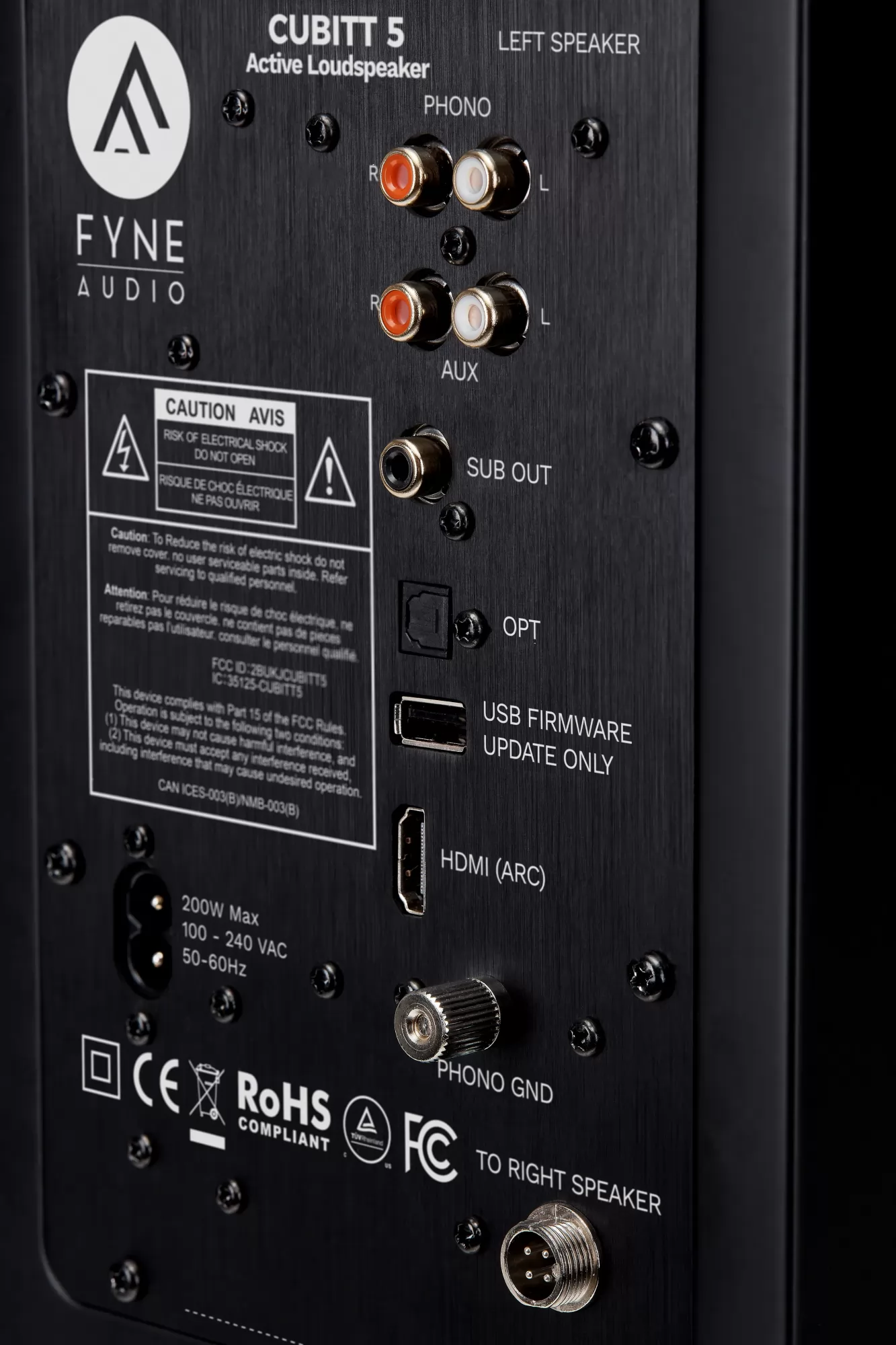 Fyne Audio Cubitt 5 aktív hangfal hátlap