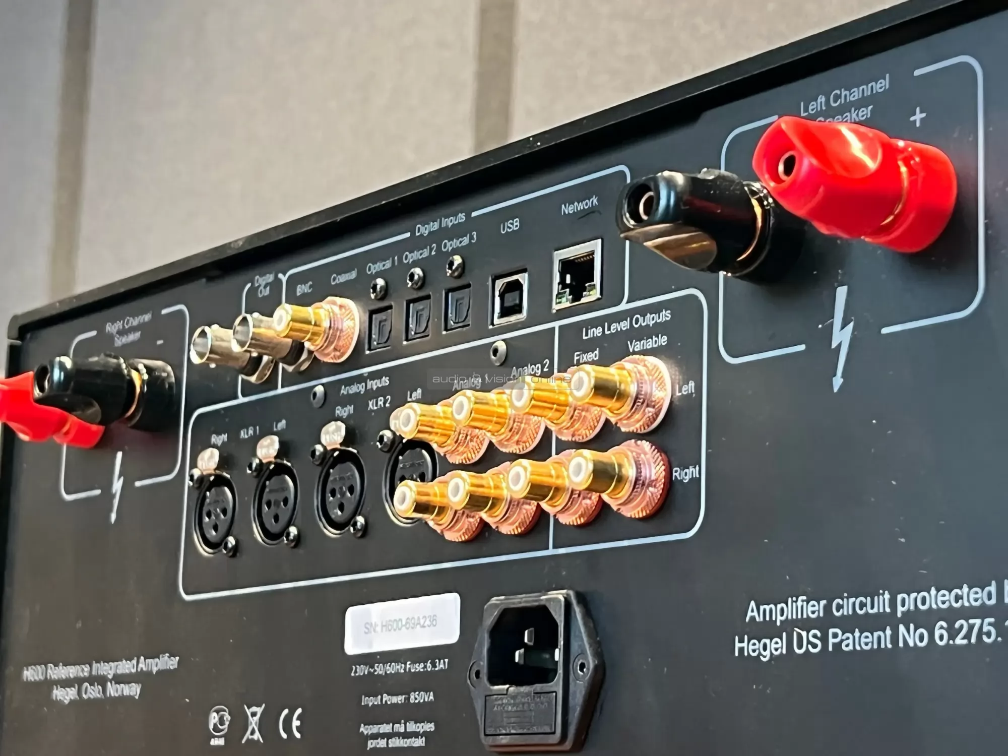 Hegel H600 hálózati sztereó erősítő hátlap