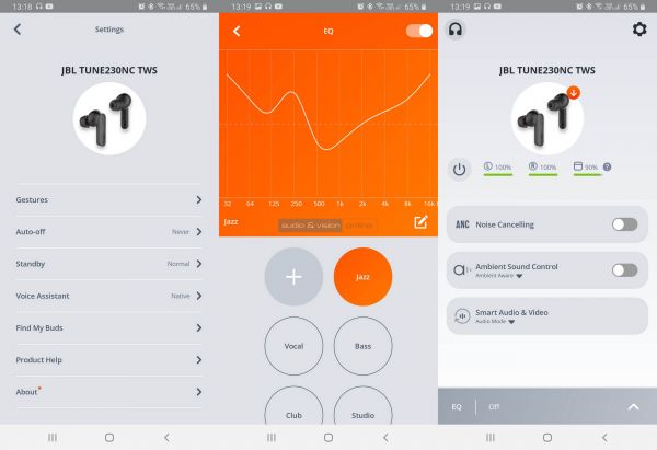 JBL TUNE 230NC TWS Bluetooth fülhallgató App