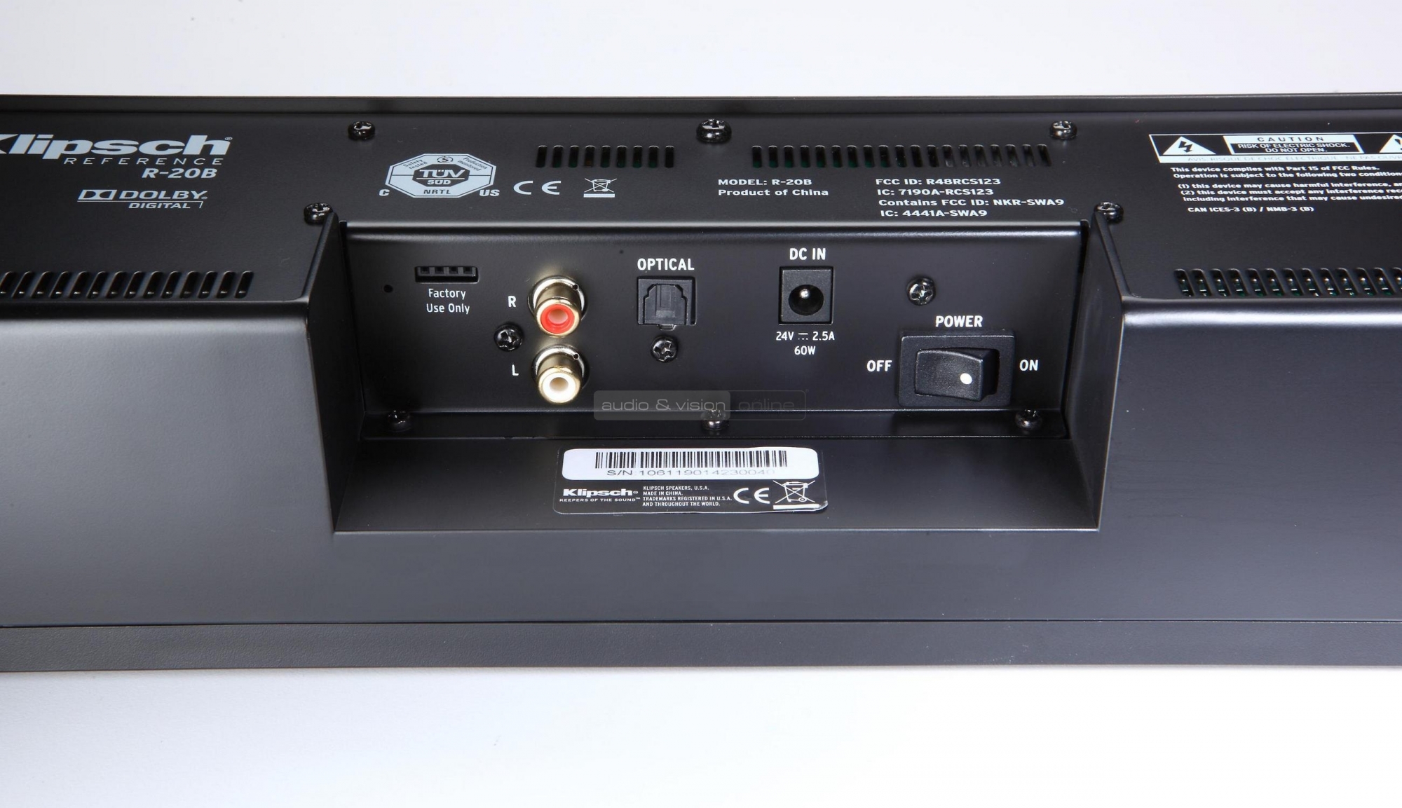 Klipsch R-20B soundbar csatlakozók