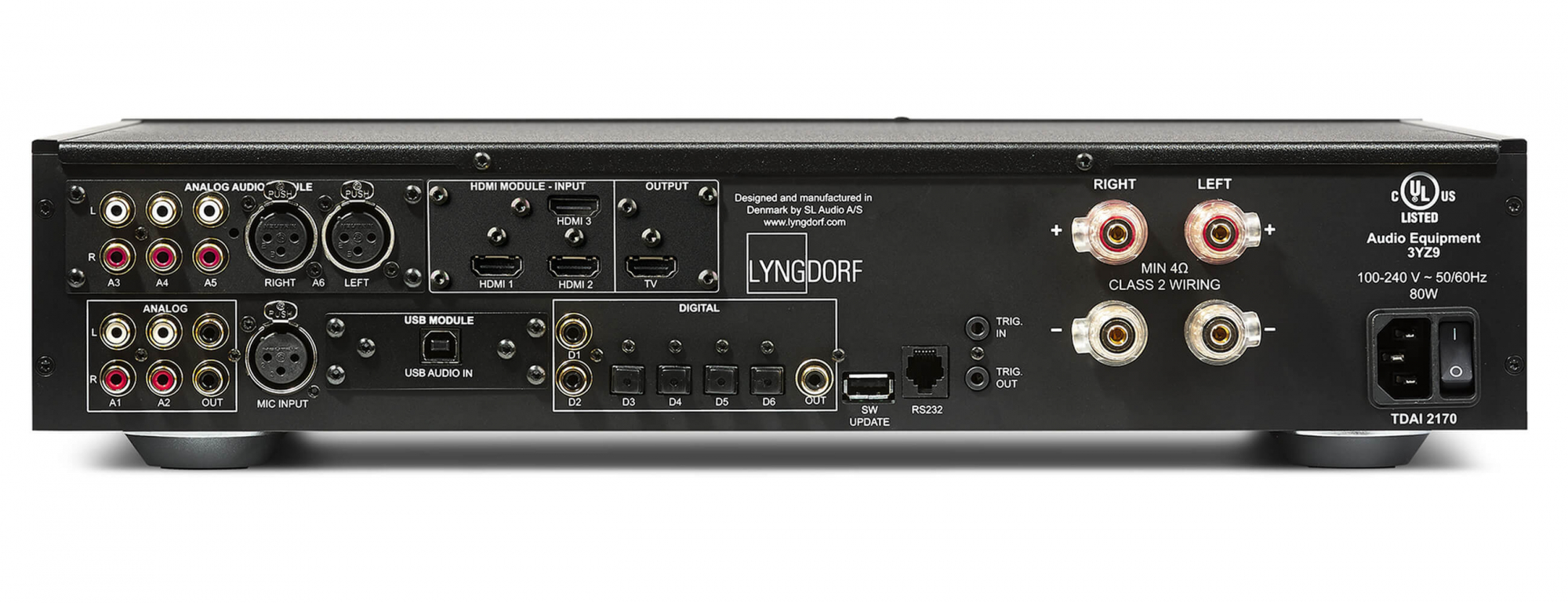 Lyngdorf Audio TDAI-2170 sztereó erősítő hátlap