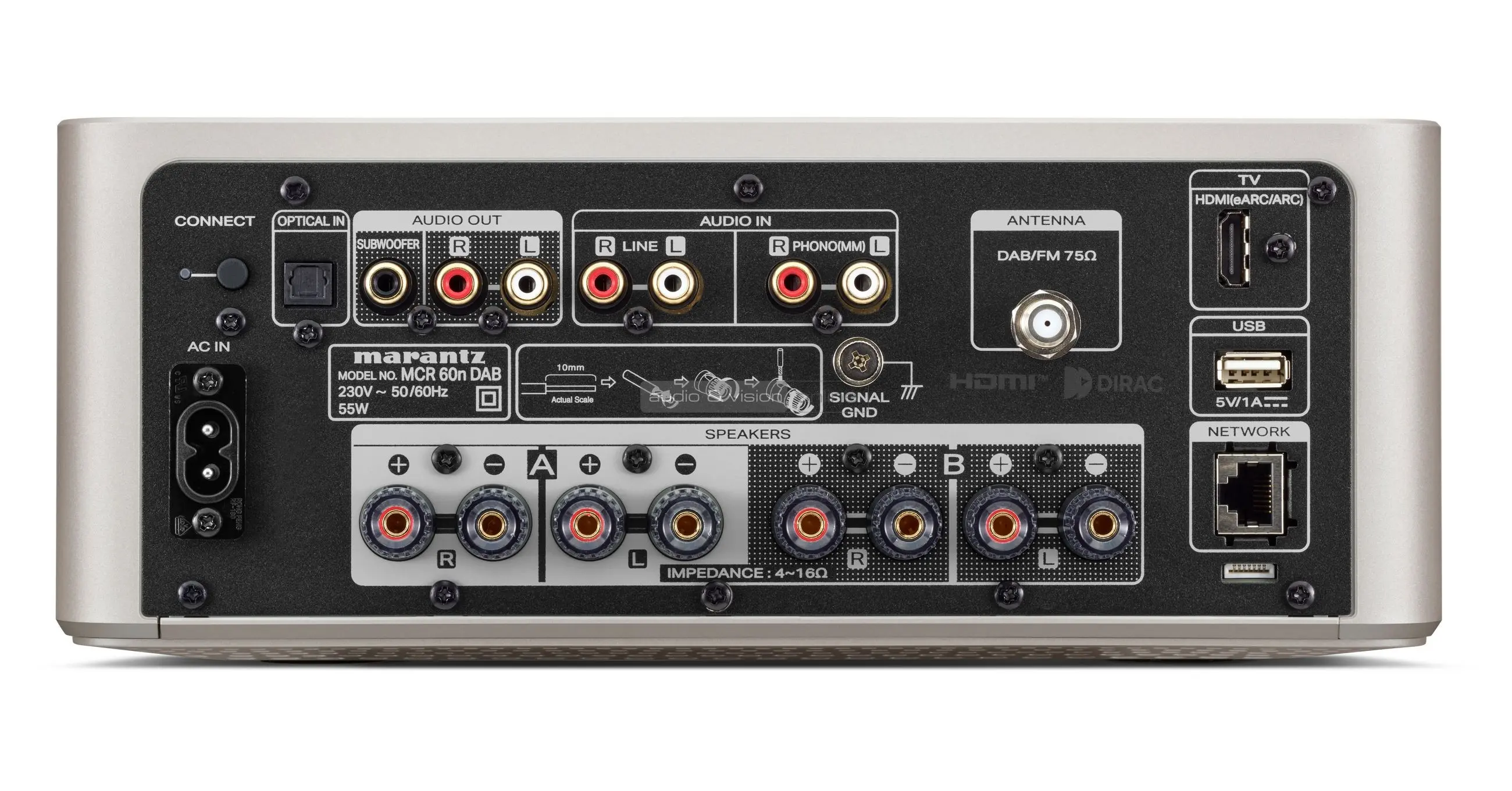 Marantz MCR 60n hálózati sztereó erősítő hátlap