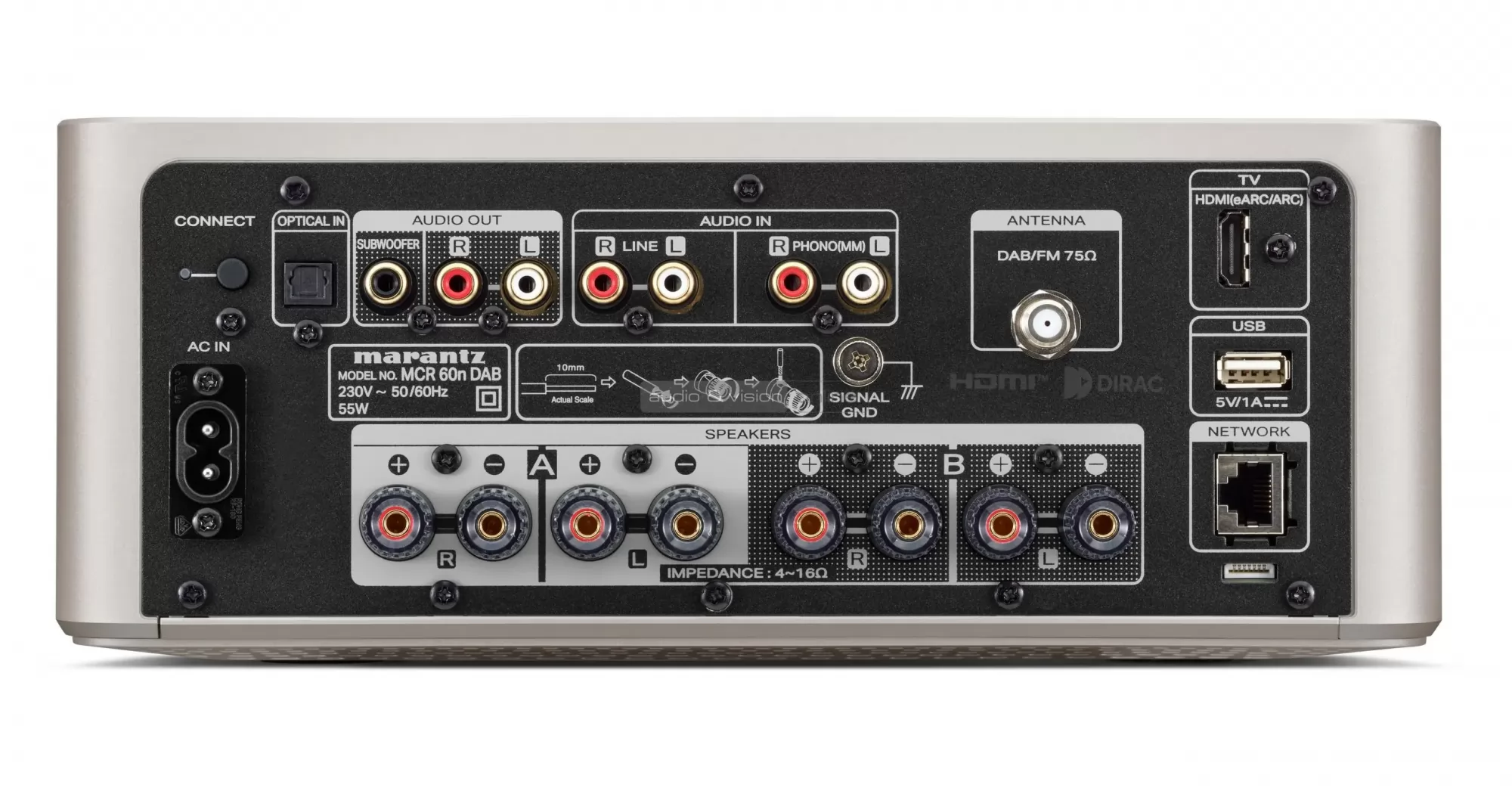 Marantz MCR 60n hálózati sztereó erősítő hátlap