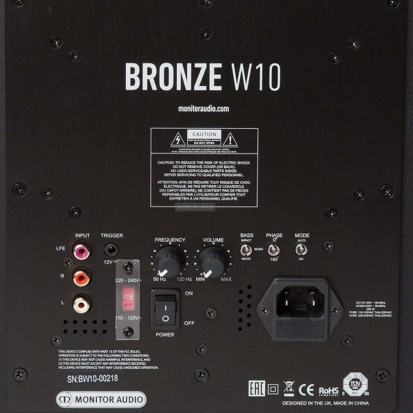 Monitor Audio Bronze W10 aktív mélyláda hátlap