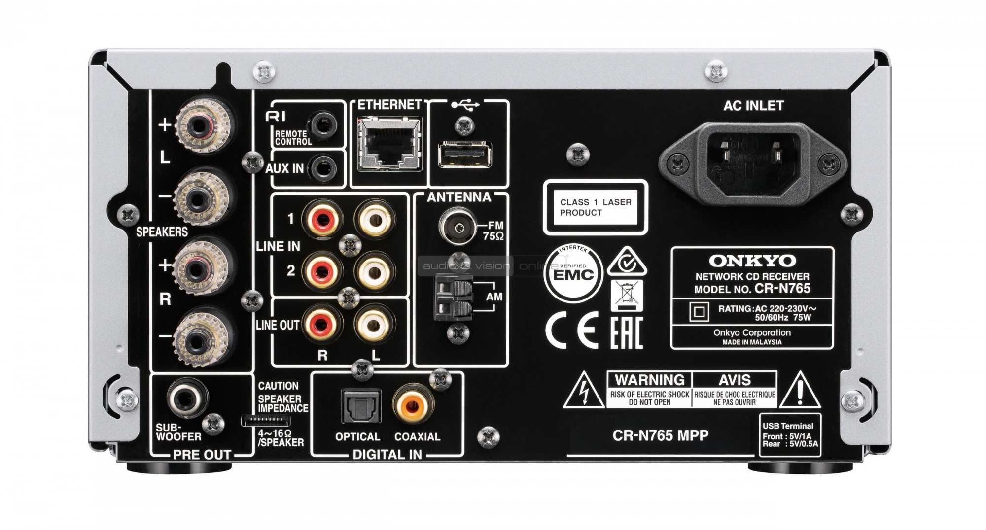 Onkyo CR-N765 mini hifi rendszer hátlap