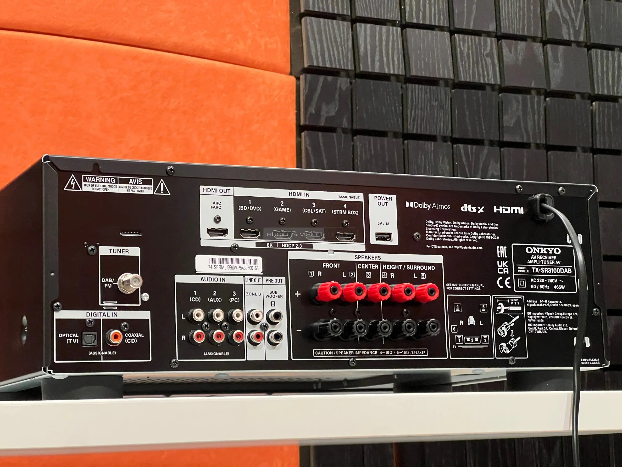 Onkyo TX-SR3100 DAB házimozi erősítő hátlap