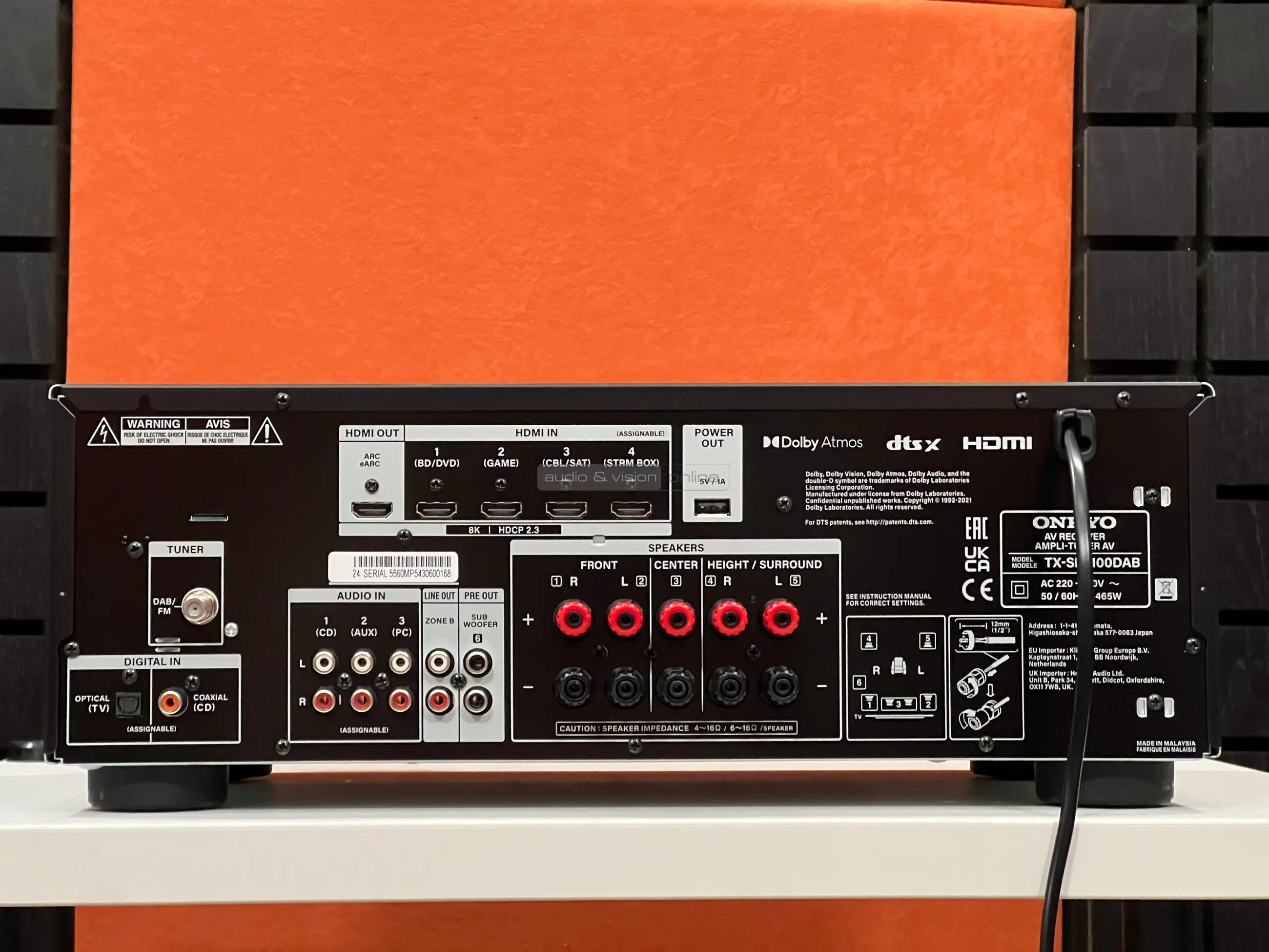 Onkyo TX-SR3100 DAB házimozi erősítő hátlap