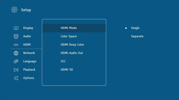 Reavon UBR-X100 Blu-ray lejátszó menu Setup