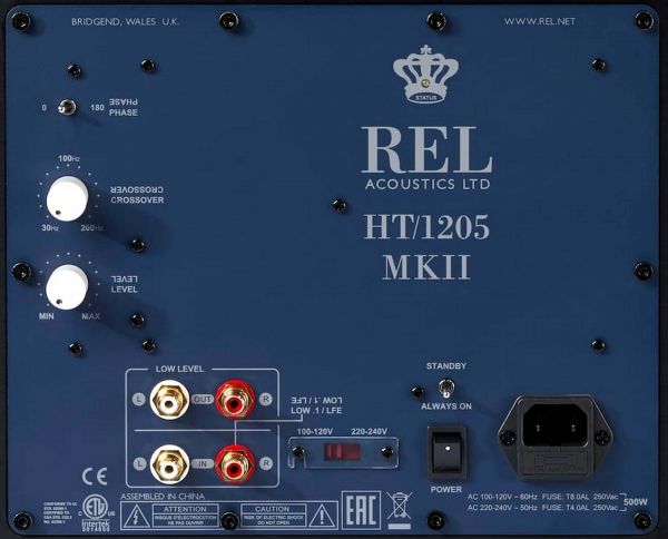 REL HT 1205 MKII aktív mélyláda hátlap