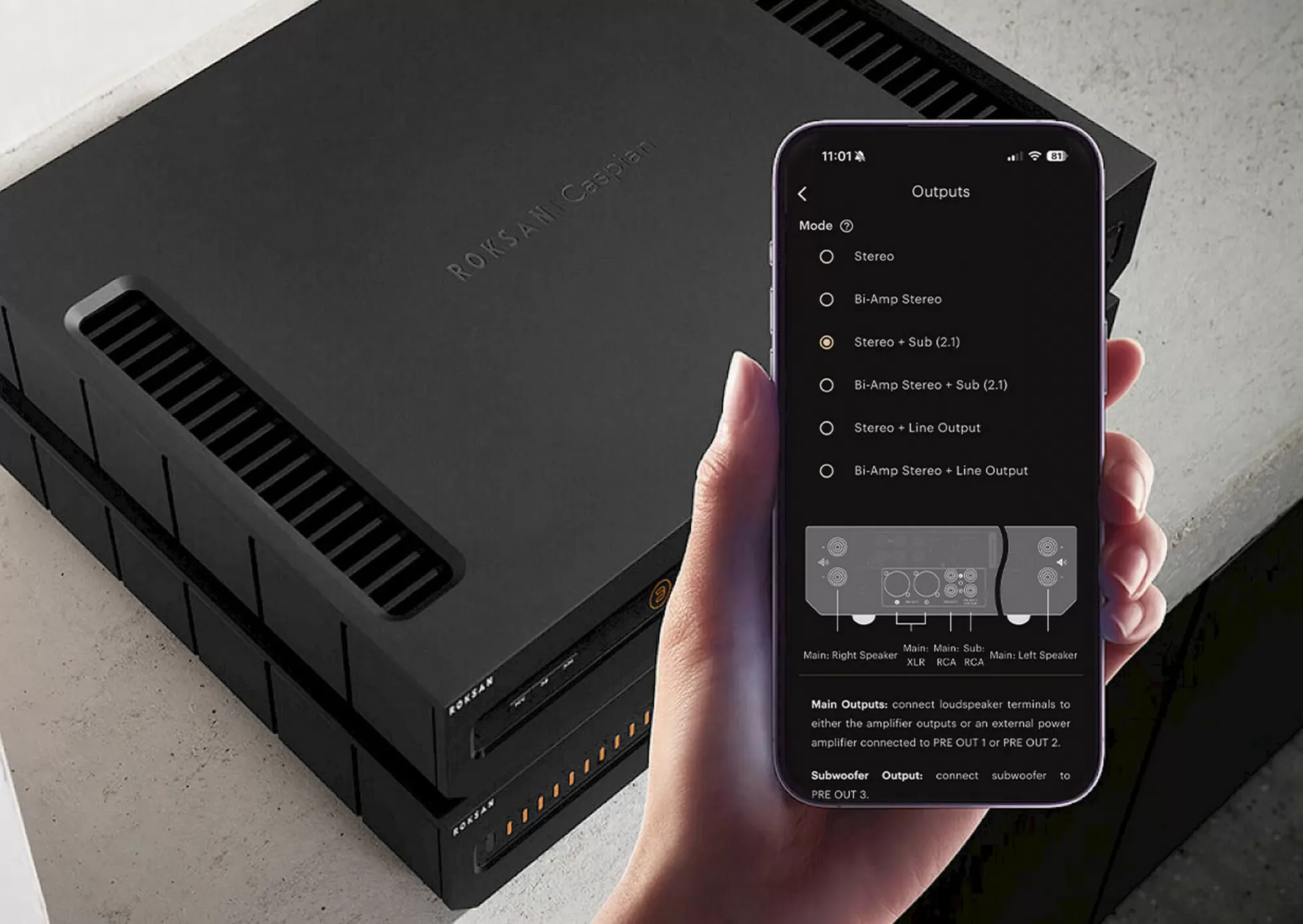 Roksan Caspian 4G elő-végfok App