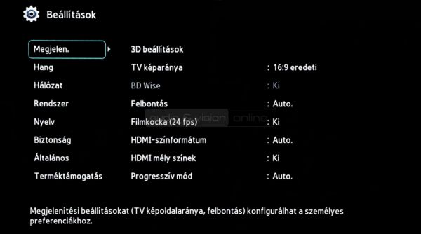 Samsung BD-H6500 Blu-ray lejátszó menü