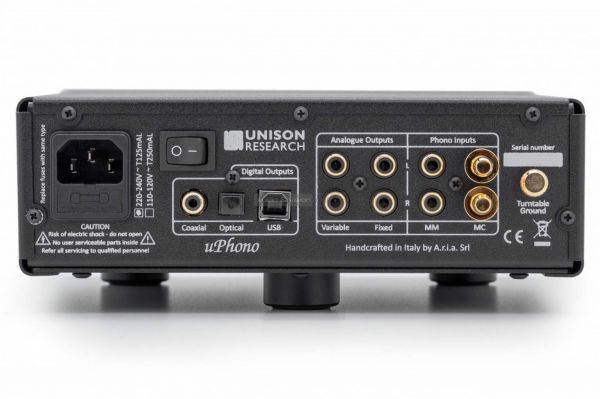 Unison Research uPhono plus phono előerősítő hátlap