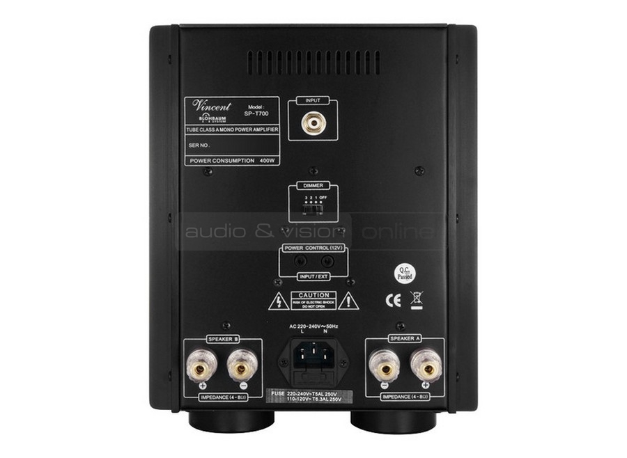 Vincent Audio SP-T700 elektroncsöves monoblokk hátfal