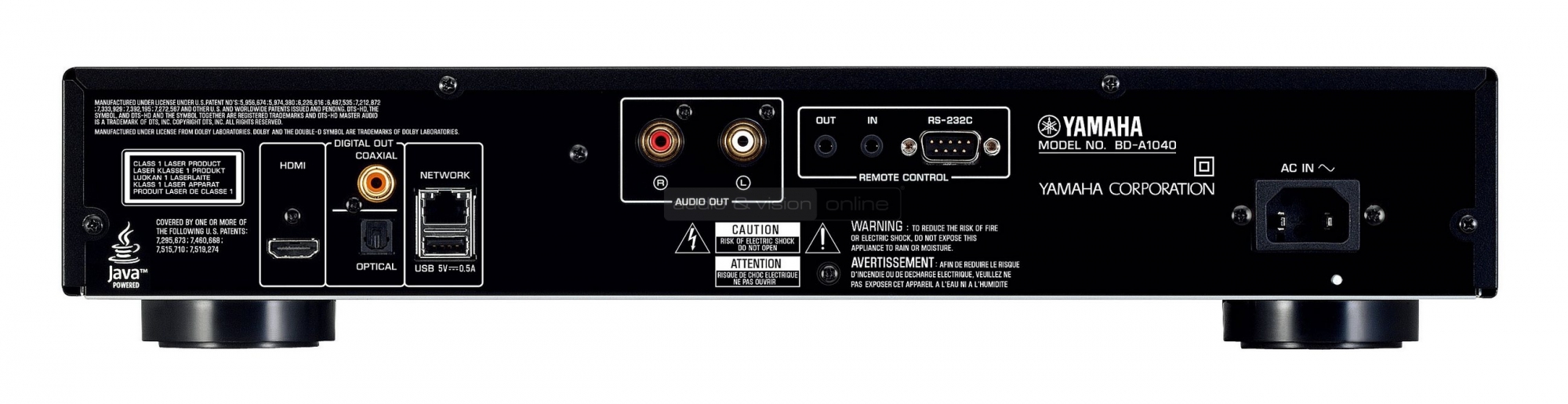 Yamaha Aventage BD-A1040 Blu-ray lejátszó hátlap