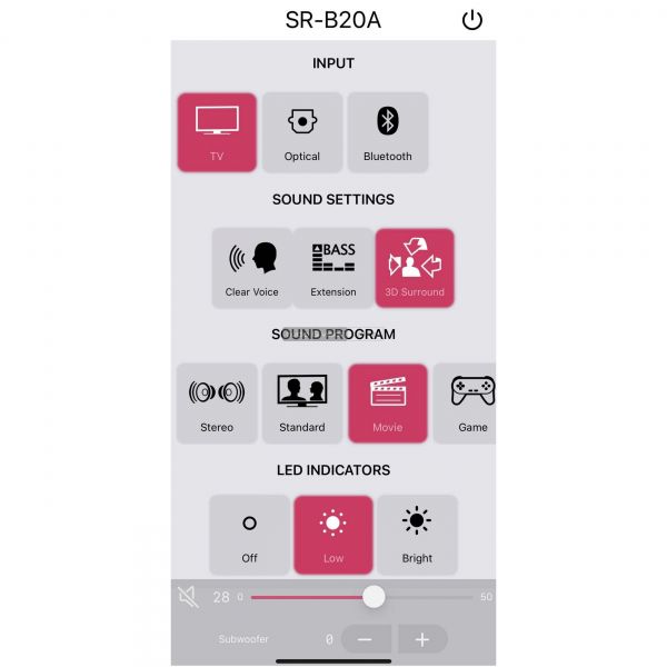 Yamaha SR-B20A soundbar App