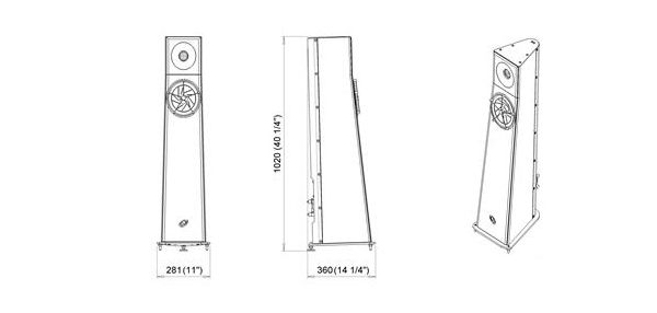 YG Acoustics Carmel álló hangfal méretei